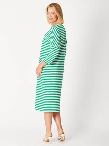 Cordelia St - Stripe Pocket Dress | Emerald/White