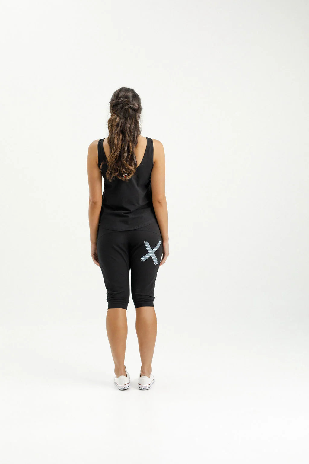 Homelee | 3/4 Apartment Pants - Black with Stormy Stripe X