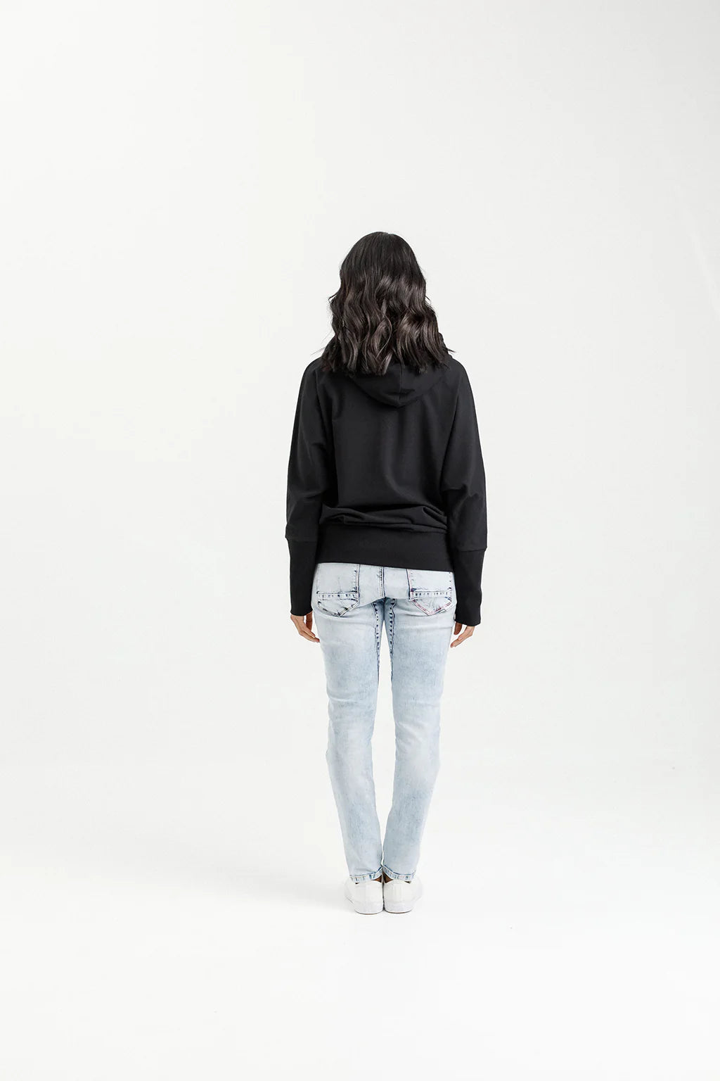 Homelee | Ellen Hoodie - Black with Irregular Pink Stripe X