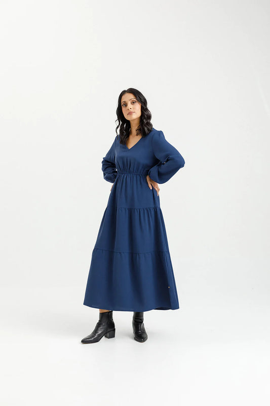 Homelee | Flora Dress - Indigo Blue