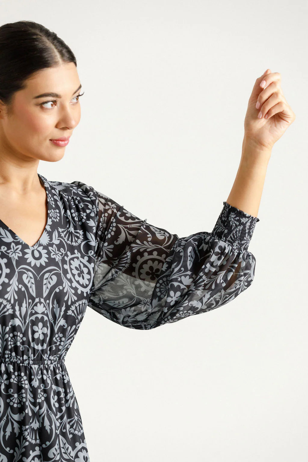 Homelee | Long Sleeve Greta Dress - Damask