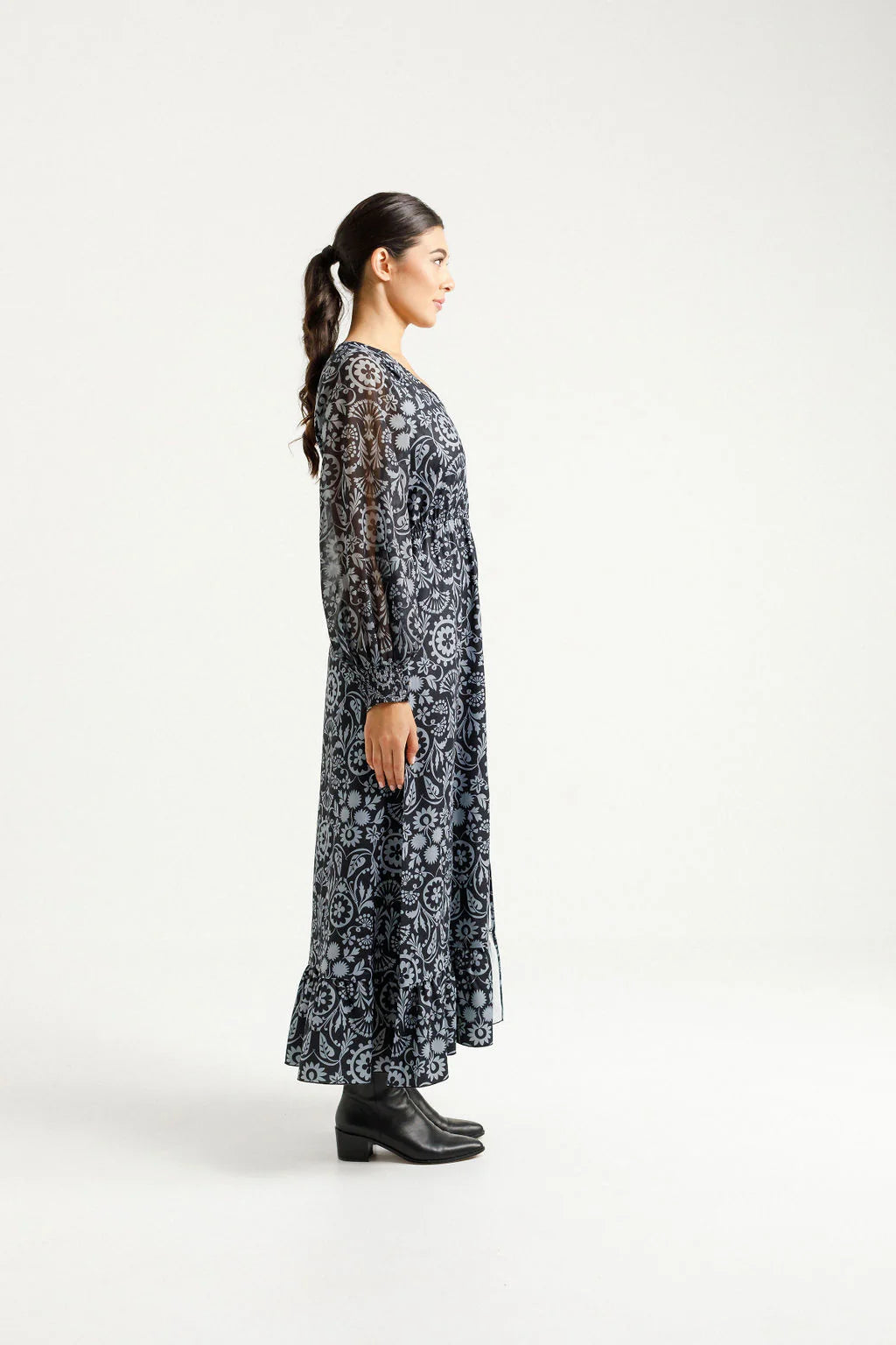 Homelee | Long Sleeve Greta Dress - Damask