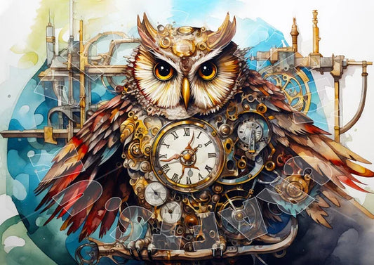 Steampunk Owl -1- Rice Paper