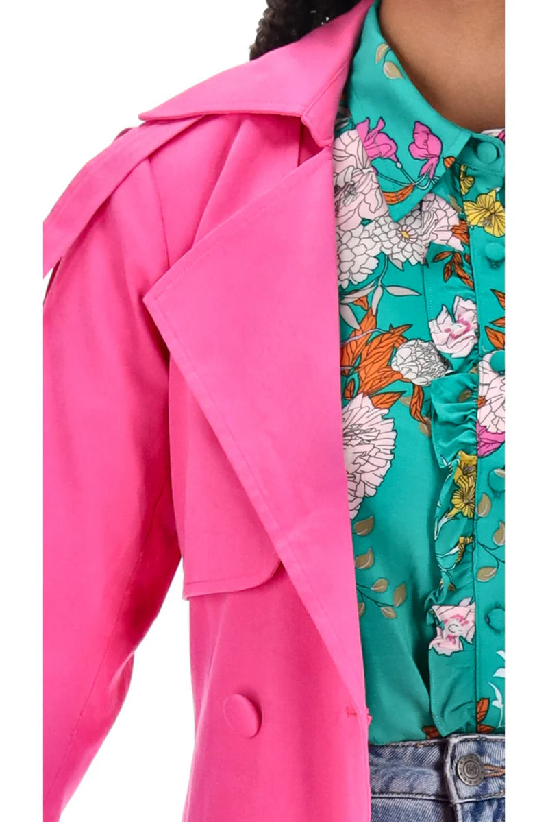 Charlo By Augustine | Lisa Cotton Trench Coat - Hot Pink