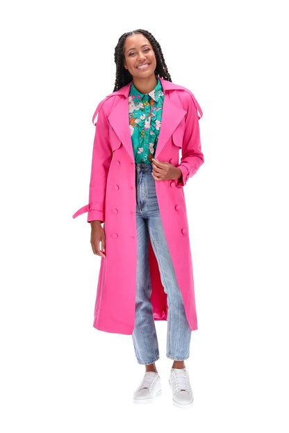 Charlo By Augustine | Lisa Cotton Trench Coat - Hot Pink
