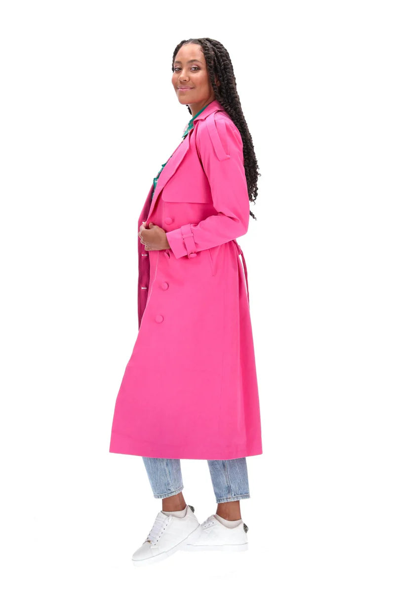 Charlo By Augustine | Lisa Cotton Trench Coat - Hot Pink