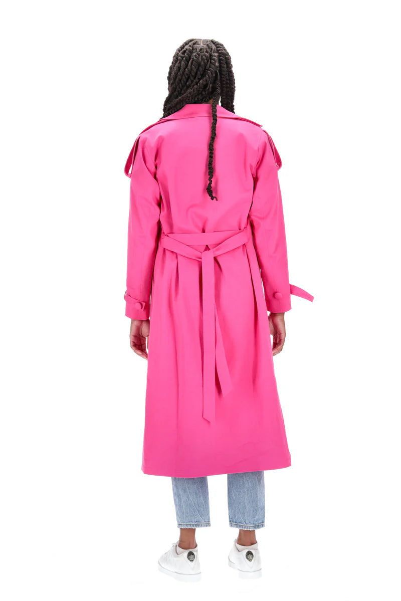 Charlo By Augustine | Lisa Cotton Trench Coat - Hot Pink