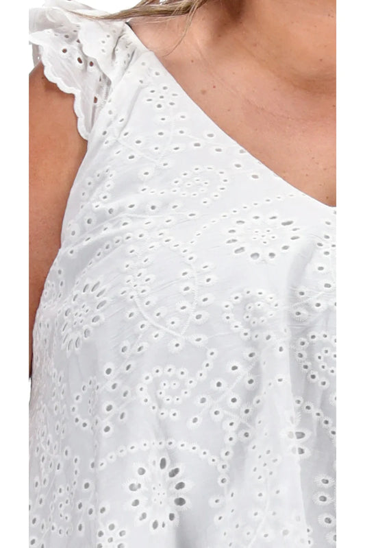 Stella Royal - Quninn V Neck Top | White