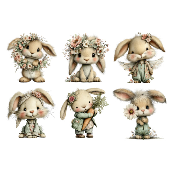White Cloud Transfer - Whimsical Bunnies