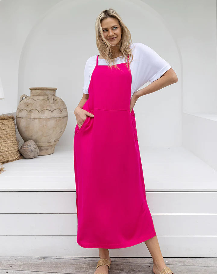 Freez Pinafore Dress Hot Pink Style358