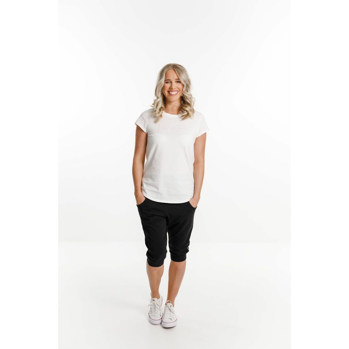 Home-Lee 3/4 Apartment Pants Black with White X print