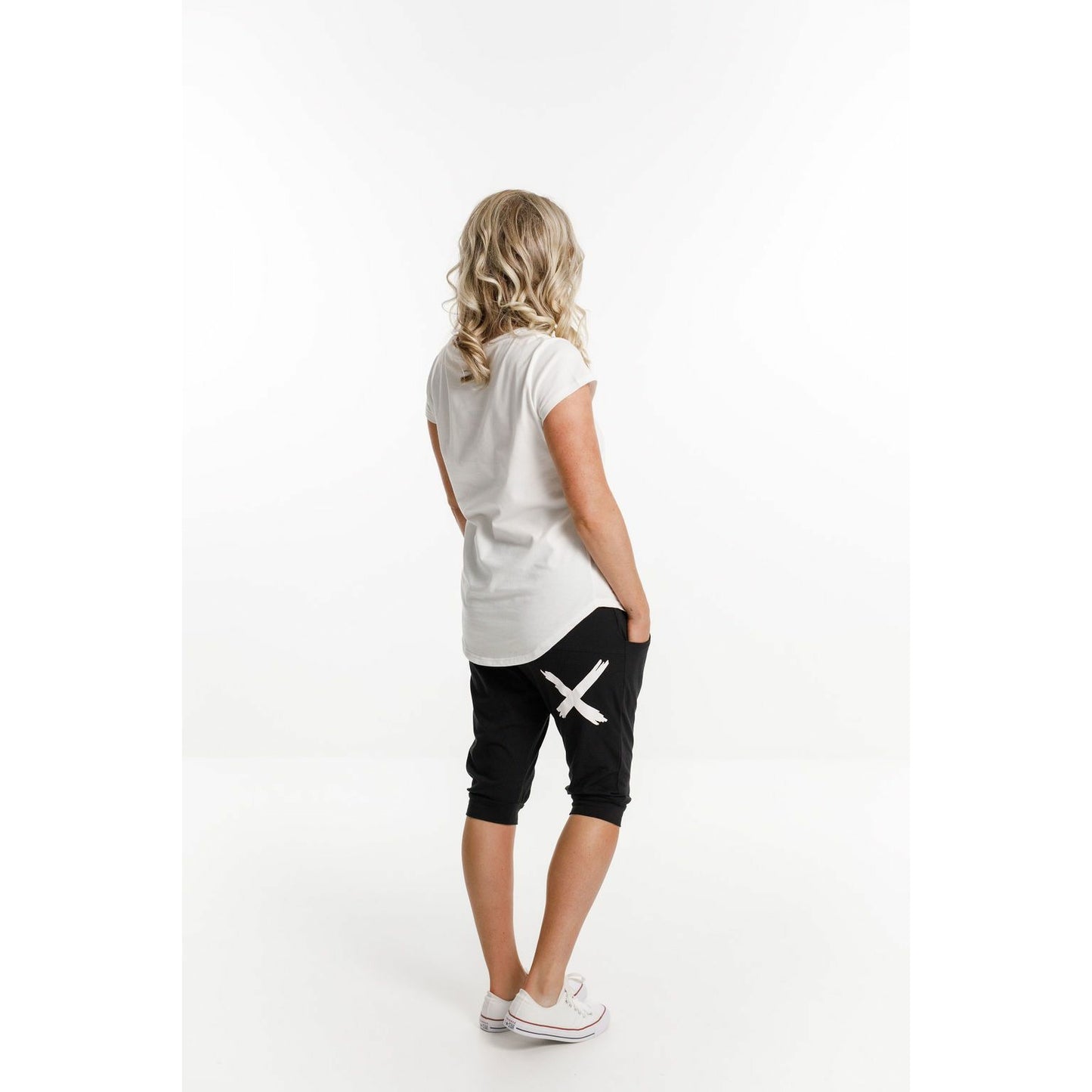 Home-Lee 3/4 Apartment Pants Black with White X print