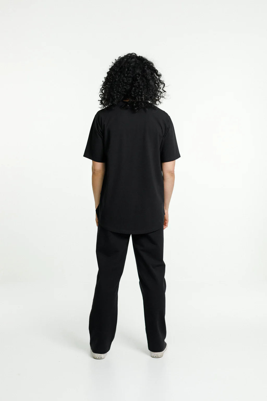 Rose Road Boyfriend Tee - Black with Extra Large Varsity Print