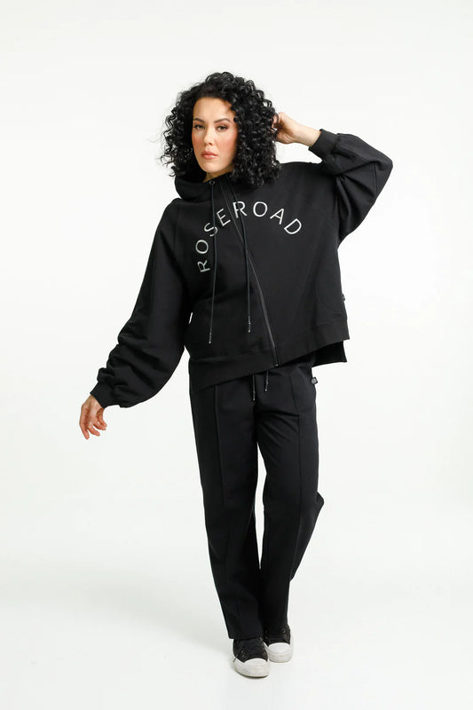 Rose Road Joseph Sweat - Winter Weight - Black with Embroidered Arc