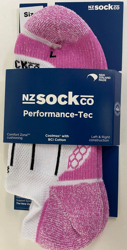 NZ SOCK CO Performance Tec Low Cut | Pink/White