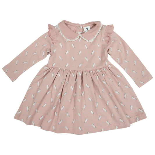 Korango | Unicorn Print Cotton Dress Dusty Pink