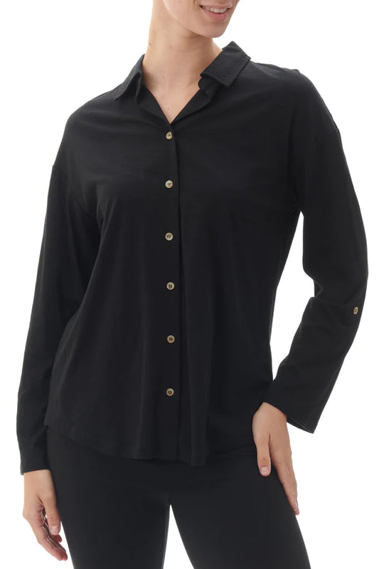 GIVONI - Jersey Collared Shirt | Black