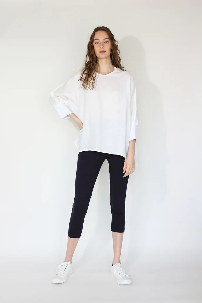JACLYN M - Lottie Linen Top White