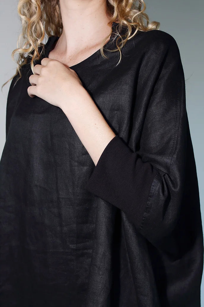 JACLYN M - Lottie Linen Top Black