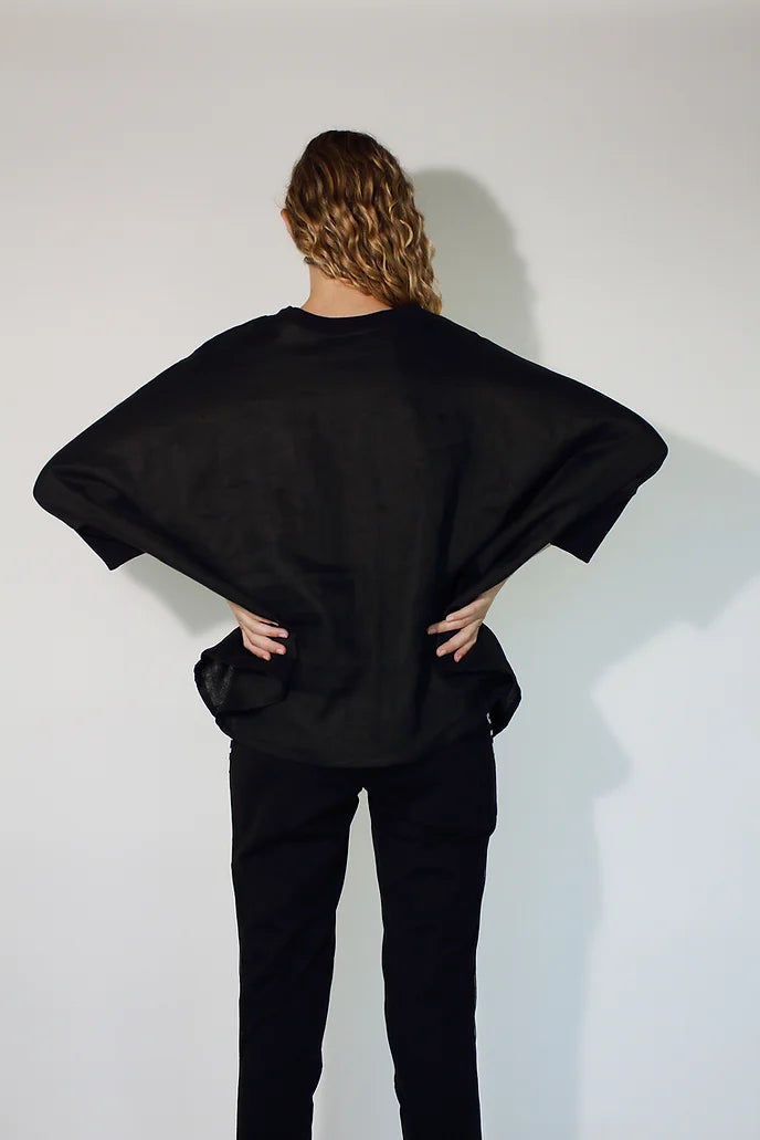 JACLYN M - Lottie Linen Top Black