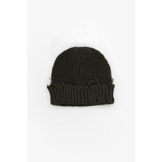 Antler Raw Edge Beanie | Khaki