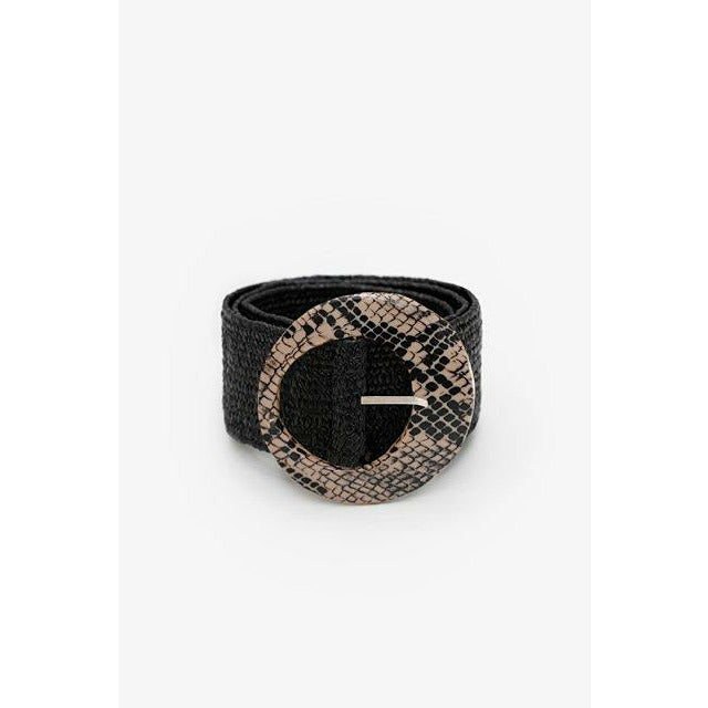 Antler Rattan Belt Latte Snake Buckle | Black
