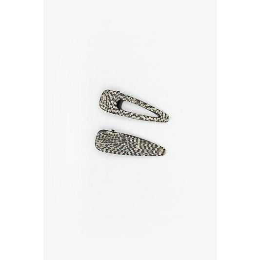 Antler Clip Set | Black & Gold Check Print