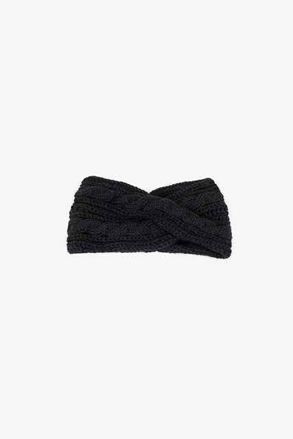 Antler | Cable Knit Cross Ear Warmer - Black