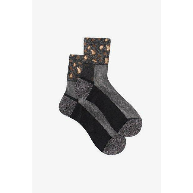 Antler - Sheer Cheetah Sock Grey Sparkle