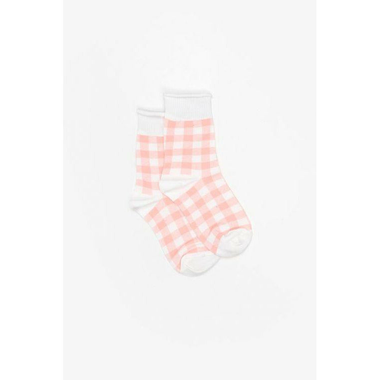 Antler Gingham Jean Sock | Pink