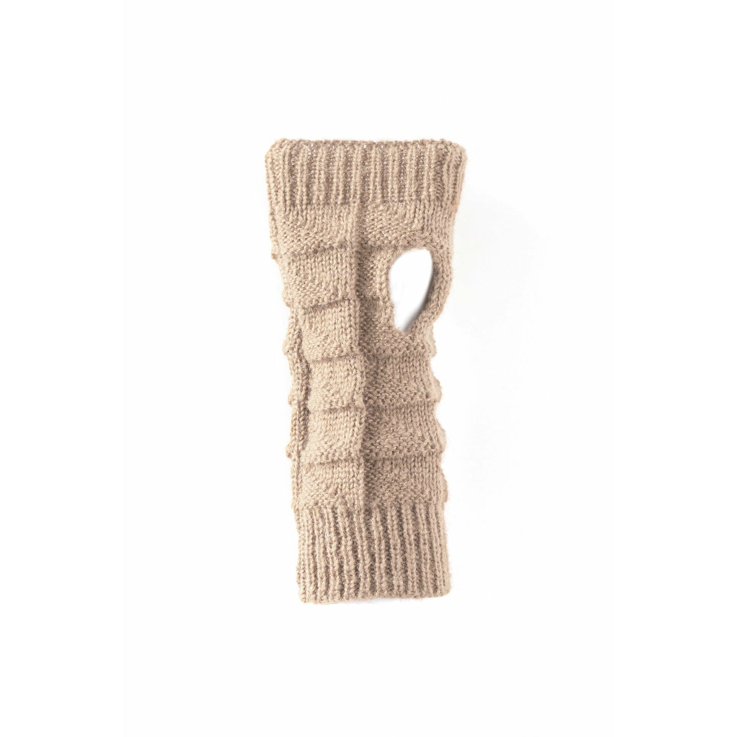 Antler Knitted Fingerless Glove | Camel