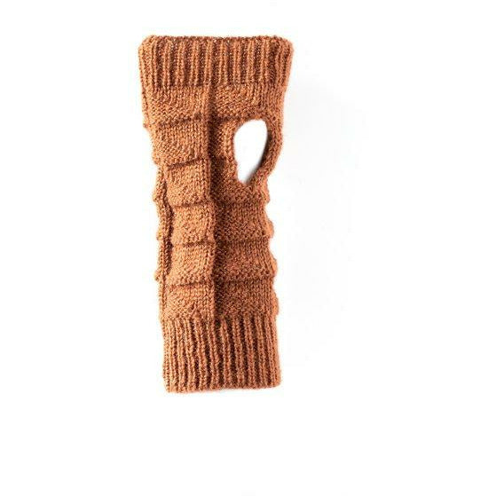 Antler Knitted Fingerless Gloves Rust