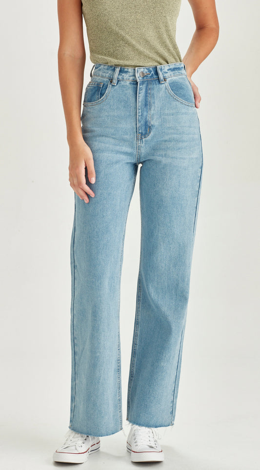 Junkfood - Avril Wide Leg Jean No Rips - Blue