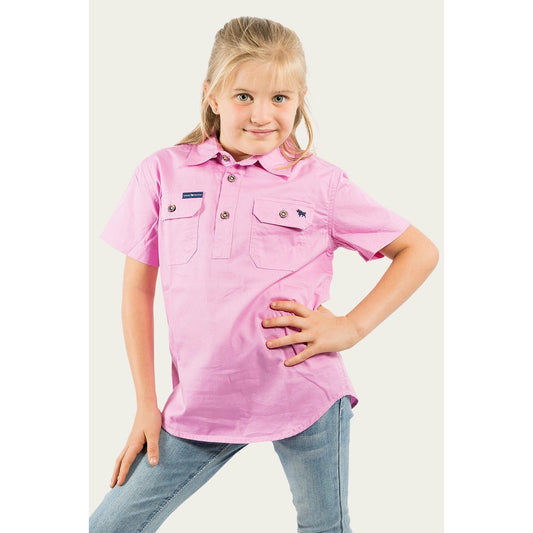 Ringers Western Ord River Kids Half Button Work Shirt - Pastel Pink