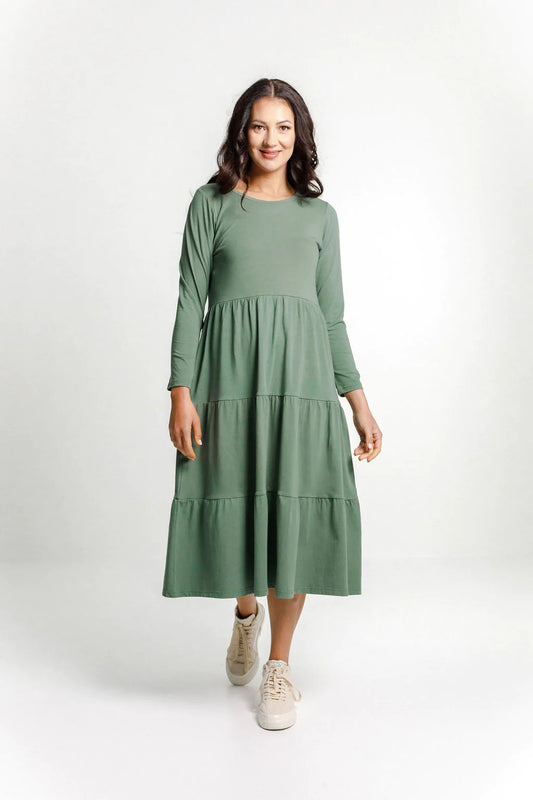 Homelee Kendall Dress Long Sleeve - Moss