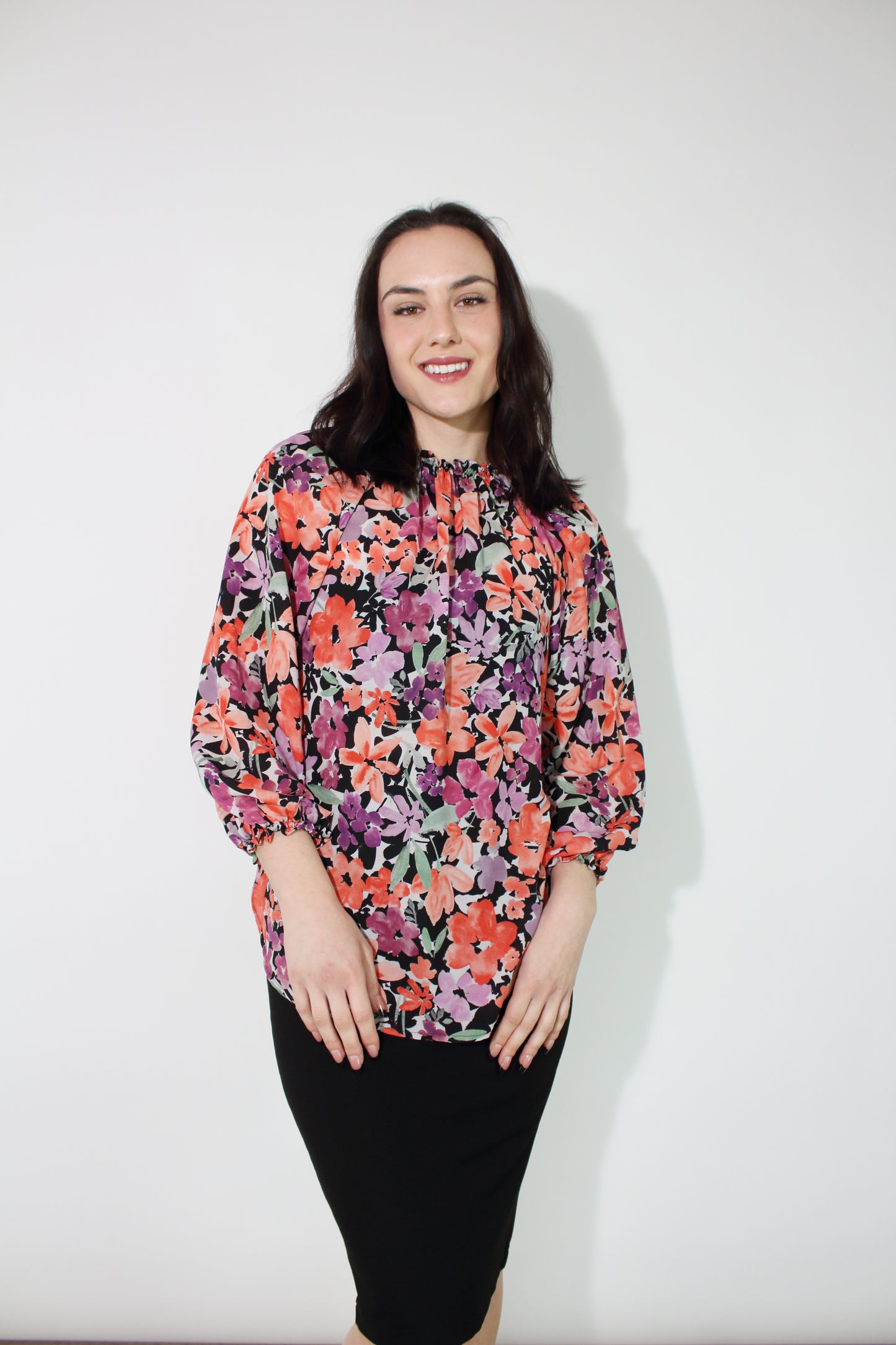 JACLYN M Cooper Blouse - Black Floral