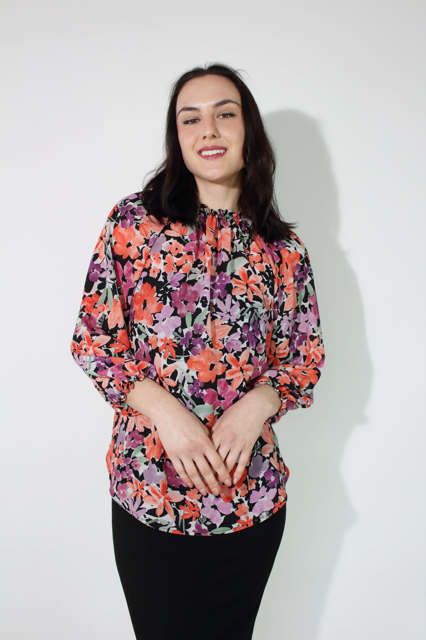 JACLYN M Cooper Blouse - Black Floral
