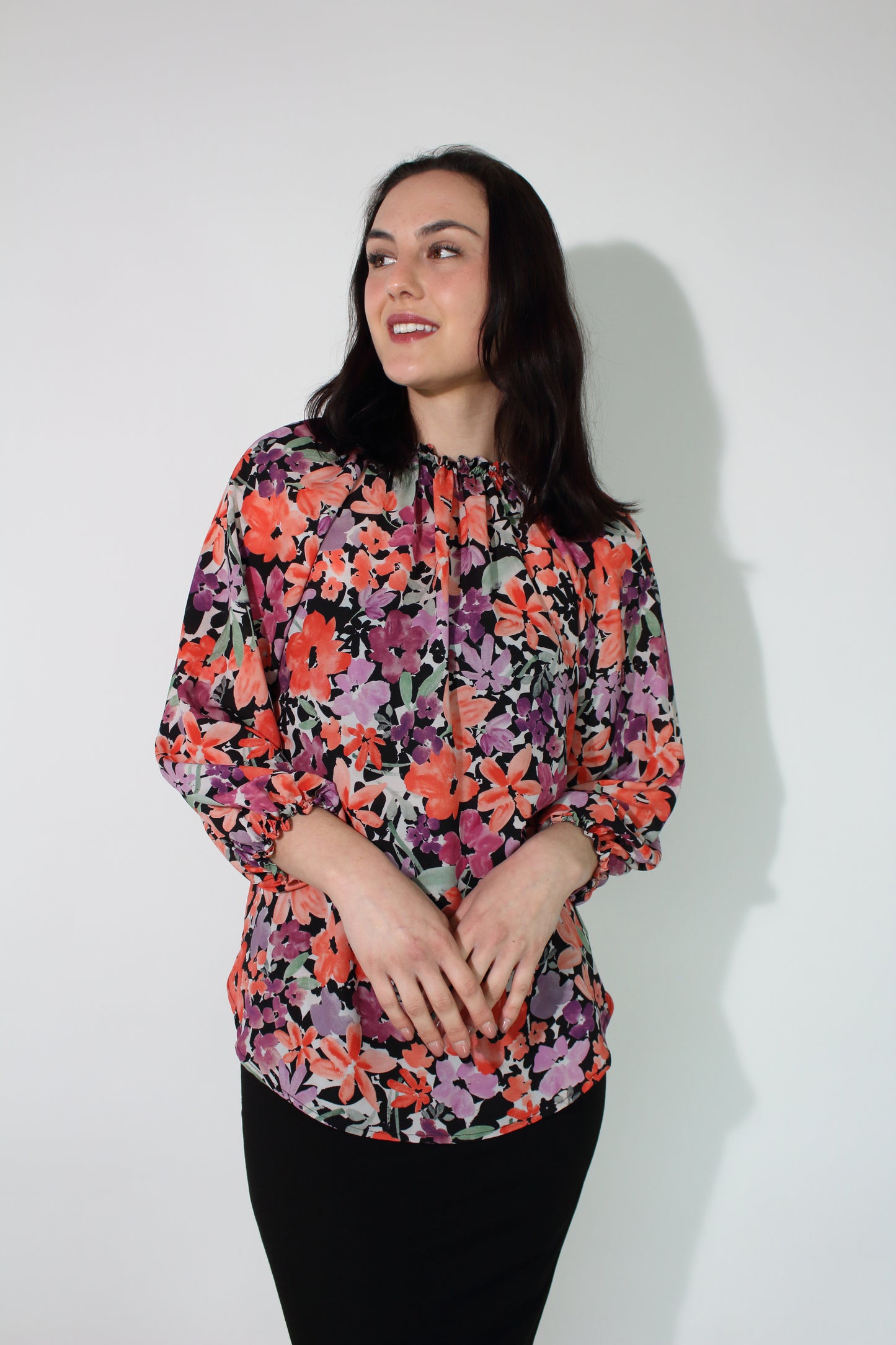 JACLYN M Cooper Blouse - Black Floral