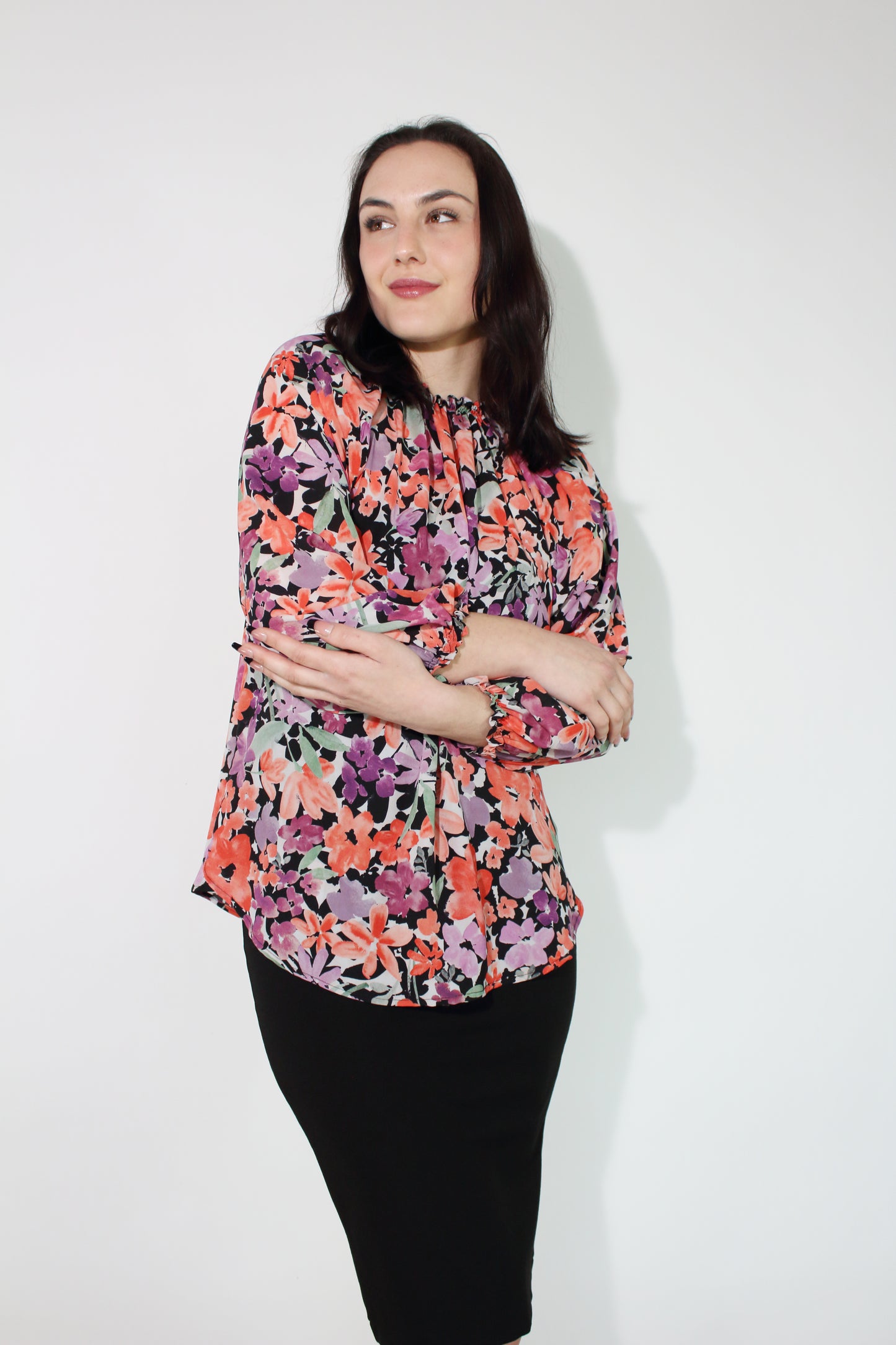 JACLYN M Cooper Blouse - Black Floral