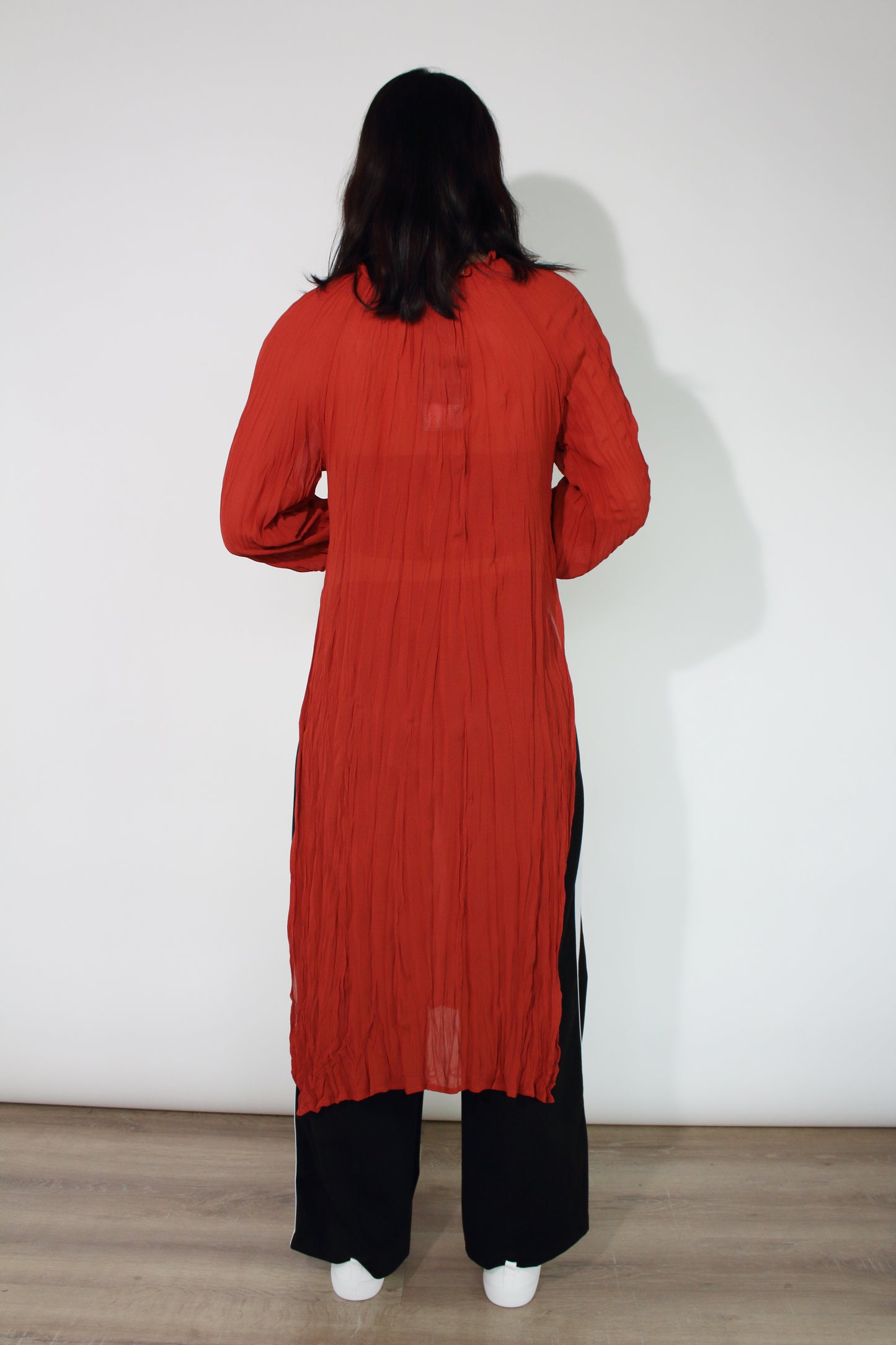 Jaclyn M Noah Crinkle Dress - Rust