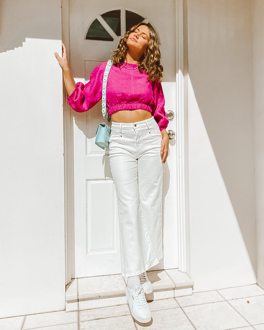 Paper Heart Denim Pants - White