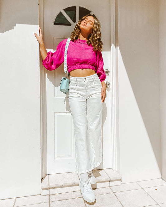 Paper Heart Denim Pants - White