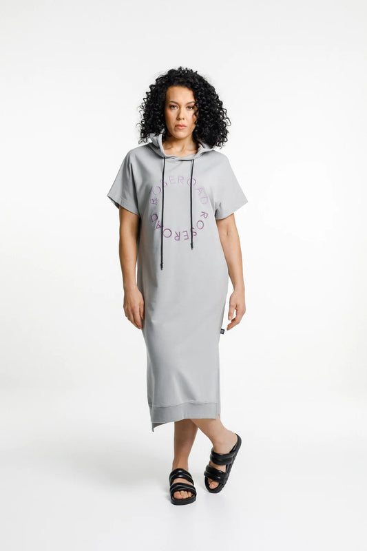 Rose Road - CRUZ DRESS -Pewter with Cyber Purple/Violet Circular