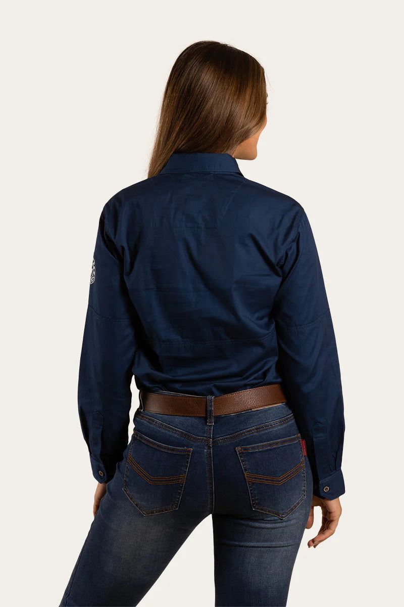 Ringers Western | Delta Womens Half Button Work Shirt - Navy
