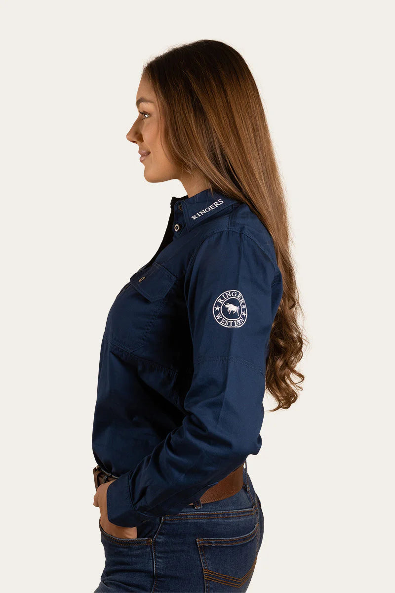 Ringers Western | Delta Womens Half Button Work Shirt - Navy