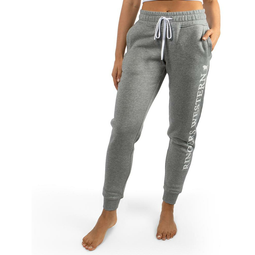 Ringers Western - Iluka Womens Trackpants - Grey Marle with White Print
