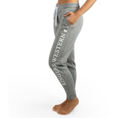 Ringers Western - Iluka Womens Trackpants - Grey Marle with White Print