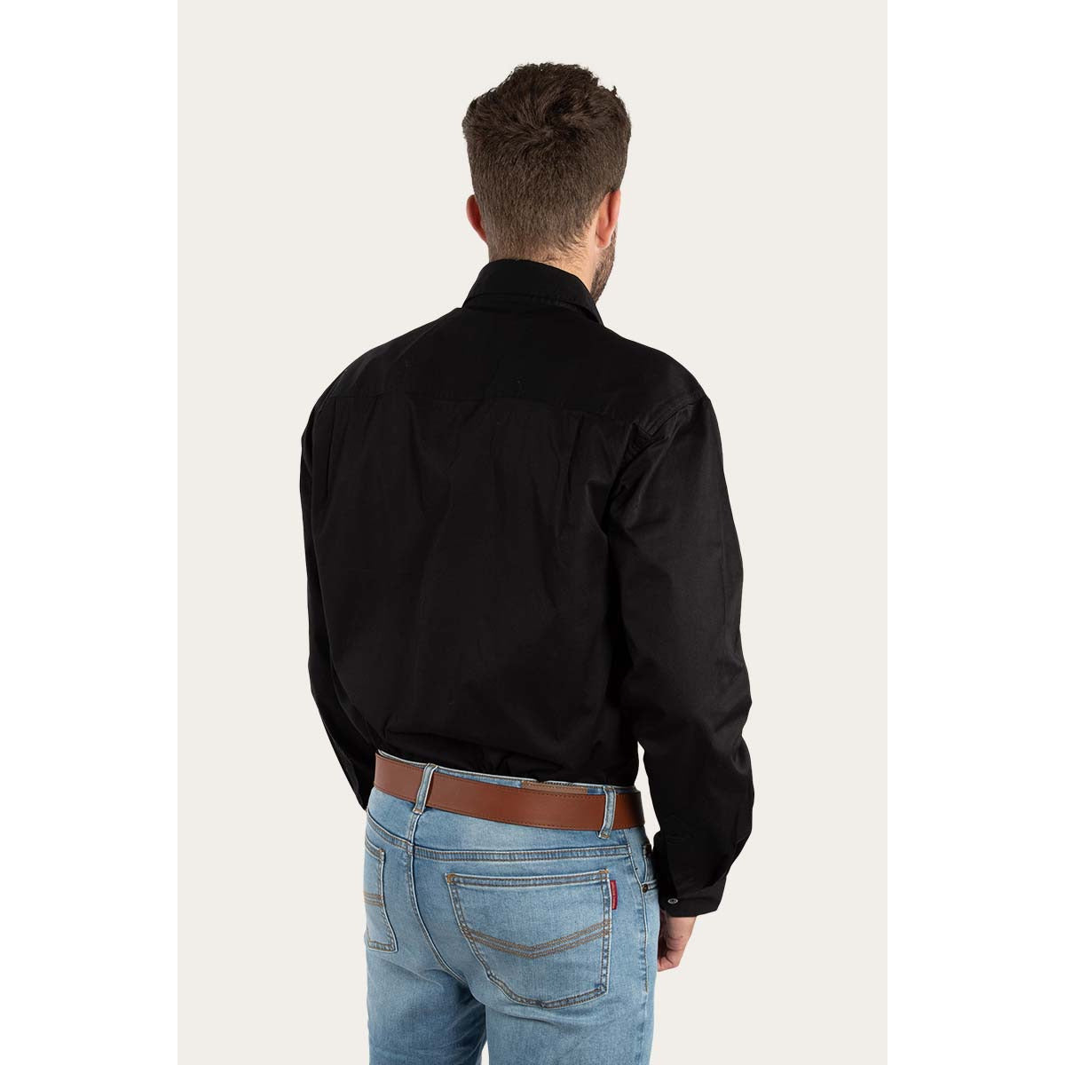Ringers Western King River Mens Half Button Work Shirt - Black