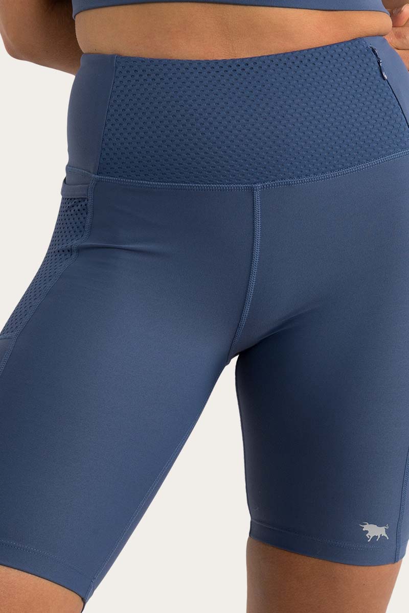 Ringers Western Camryn Womens High Rise Bike Shorts - Blue Indigo