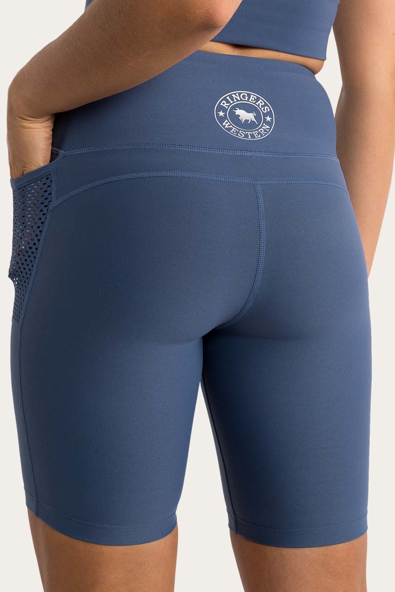 Ringers Western Camryn Womens High Rise Bike Shorts - Blue Indigo